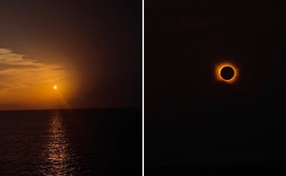 O eclipse solar total visto na Espanha. (Foto: Reprodução/Instagram/Christina Antoniades) 