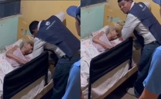 A idosa acenou com o dedo para aceitar Jesus. (Foto: Reprodução/Instagram/ieadpe_venturosa).