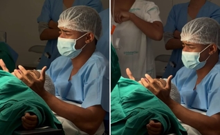 Tiago orando antes do nascimento da filha. (Foto: Reprodução/Instagram/Tiago Souza)