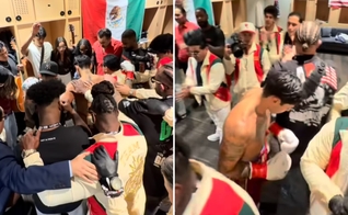 Ryan Garcia recebendo  oração da equipe. (Foto: Reprodução/Instagram/Ryan Garcia)