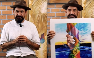 Kobra falando sobre a inspiração por trás de “A Mão de Deus”. (Foto: Reprodução/Instagram/Eduardo Kobra)