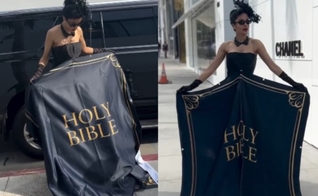 Massiel Taveras usou o vestido para incentivar a leitura da Palavra. (Foto: Reprodução/Instagram/masieltaveras).