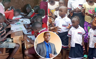 Crianças atendidas pelo King Jesus Bright Orphanage, em Uganda. Em destaque, o Pr. Sila Simali, responsável pela missão. (Foto: Arquivo pessoal)