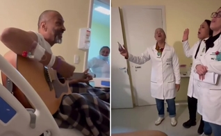 Cláudio Moisés louvando no hospital. (Foto: Reprodução/Instagram/Jéssica Lima)