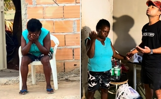 Aparecida se emocionou ao receber as compras. (Foto: Reprodução/Instagram/Dan gs)