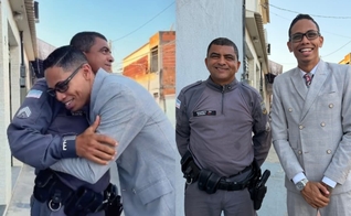 Diego Oliveira se reencontrou com o sargento Junior Gusmao. (Foto: Reprodução/Instagram/diego.oliveyra).