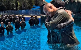 Os Aprendizes-Fuzileiros Navais da Marinha foram batizados por capelães. (Foto: Reprodução/Instagram/prclaudiobritto).