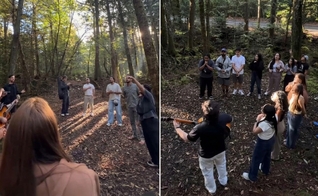 Os evangelistas declaram a esperança de Deus na Floresta de Aokigahara. (Foto: Reprodução/Instagram/gabepyszka/Reprodução/Instagram/olucamartini).