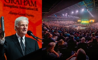 Uma multidão se reuniu para ouvir o Evangelho em uma arena de Manchester. (Foto: Instagram/bgea).
