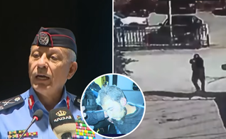 Autoridade jordaniana durante pronunciamento, imagens do ataque à igreja e um dos suspeitos no momento da prisão. (Capturas de tela/YouTube/DRM News/Crux)