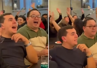 O autista louvando na churrascaria com os demais clientes. (Foto: reprodução/Instagram/autismoinfoco_tea)