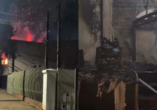 O fogo destruiu completamente a Igreja ADS de Cascavel. (Foto: Reprodução/Instagram/ADSA CASCAVEL).