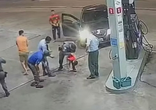 O incidente no posto de gasolina. (Foto: Reprodução/g1)