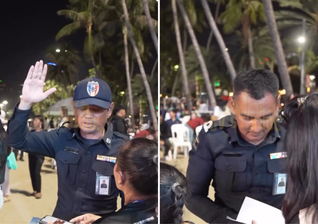 Policiais em serviço na Tailândia levantam as mãos após ouvirem o Evangelho. (Captura de tela/X/GVStudios_TV)