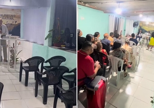 O pastor pregando na igreja. (Foto: Reprodução/Instagram/Adrieleh Delgado)