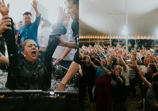 Centenas de pessoas aceitaram Jesus nos cultos da tenda. (Foto: Facebook/Braden Andersen & The Jesus Tent Revival).     