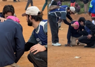 Chris parou para ouvir dois evangelistas brasileiros. (Foto: Reprodução/Instagram/Mission Flow).