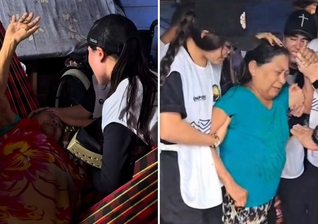 A idosa durante as orações. (Foto: Reprodução/Instagram/Luísa Marillac)