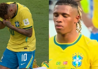Neymar e Danilo Santos oraram em campo. (Foto: Reprodução/YouTube/Cazé TV/Reprodução/Instagram/_christhlete).