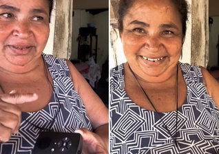 Dona Cida ouvindo a Bíblia. (Foto: Reprodução/Instagram/Letícia Nagel)