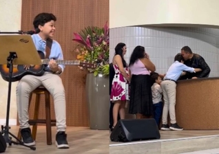 Benjamin se emocionou ao ver o pai sendo batizado. (Foto: Reprodução/Instagram/anaisavieli).