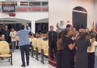 Cristãos saíram nas ruas e trouxeram pessoas para a igreja em Camboriú. (Foto: Reprodução/Instagram/Clebison Bandeira).