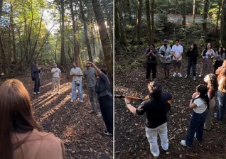 Os evangelistas declaram a esperança de Deus na Floresta de Aokigahara. (Foto: Reprodução/Instagram/gabepyszka/Reprodução/Instagram/olucamartini).