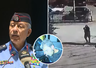 Autoridade jordaniana durante pronunciamento, imagens do ataque à igreja e um dos suspeitos no momento da prisão. (Capturas de tela/YouTube/DRM News/Crux)