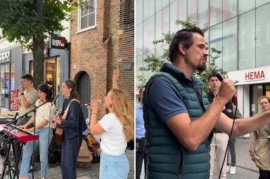 O evangelismo nas ruas de Breda. (Foto: Reprodução/Instagram/Jelthe Kloens)