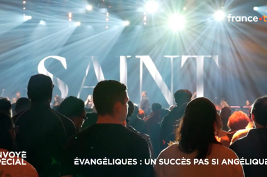 Culto evangélico na França, mostrado em reportagem da France 2. (Captura de tela/Franceinfo)