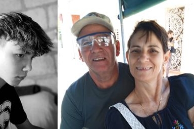 Jonathan Muir Burgos (à esquerda), pastor Elier Muir Ávila e sua esposa Minervina Burgos López. (Foto: CSW).