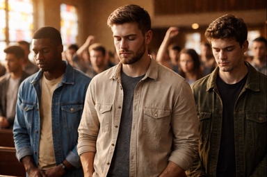 Dados coletados entre 2024 e 2025, apontam que 42% dos jovens homens disseram considerar a religião muito importante. (Imagem ilustrativa gerada por IA)