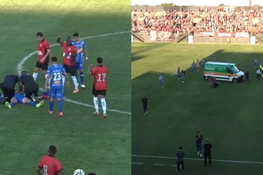 Júlio Rusch, do São Joseense, sofreu uma concussão. (Foto: Reprodução/YouTube/Metrópoles Esportes).