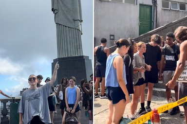 Presley Foster pregando o Evangelho no Cristo Redentor. (Foto: Reprodução/Instagram/Presley Foster)