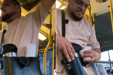 Victor evangelizou de forma criativa no ônibus que sempre pega em sua rotina. (Foto: Reprodução/Instagram/victor_missaors).