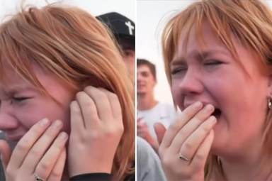 Jovem se emociona ao testemunhar que voltou a ouvir pelo ouvido esquerdo após oração em evento de louvor. (Captura de tela/Instagram/Sean Feucht)