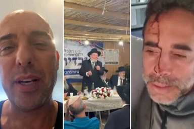 Tzvika Manes; o rabino-chefe de Israel, Kalman Ber; e Assaf Rajuan. (Capturas de tela: Channel 12; Israel National News; X)