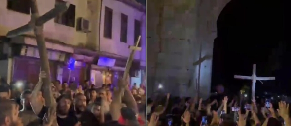 Cristãos protestaram contra a perseguição em Damasco. (Foto: Reprodução/Instagram/The Christians Of The East).