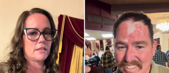 Shauna e seu marido James, que carrega cicatrizes de um grave acidente. (Captura de tela/Facebook/Sean Feucht)