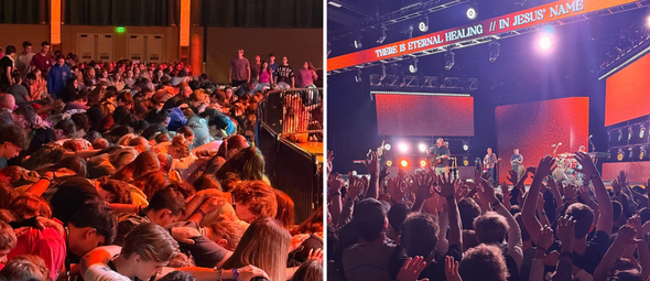 Centenas entregam suas vidas a Jesus na Conferência “Corações em Chamas”, realizada no Tennessee. (Foto: Instagram / @heartsonfirelive)