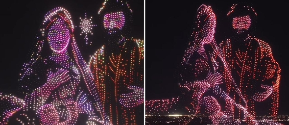 As imagens do presépio no céu. (Foto: Reprodução/Instagram/Preston Ward)