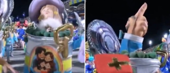 O desfile da Acadêmicos de Niterói. (Foto: Reprodução/X/Poder 360)