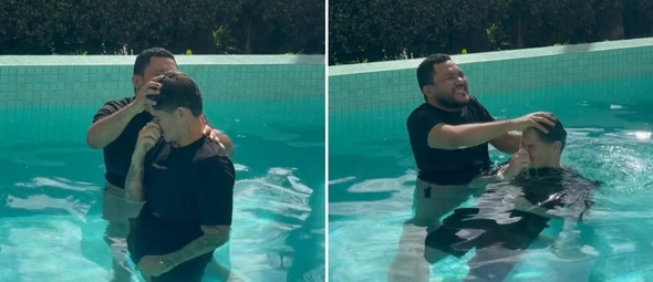 O batismo de Khellven Silva. (Foto: Reprodução/Instagram/Khellven Silva)