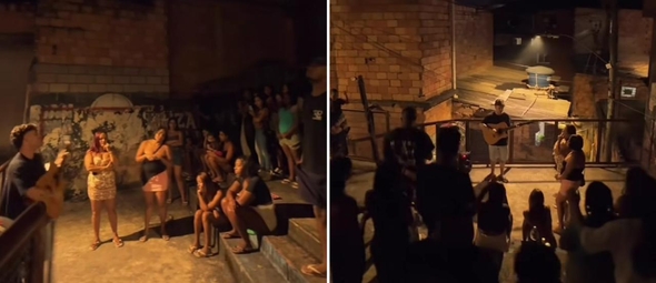 O culto na praça. (Foto: Reprodução/Instagram/João Basques)