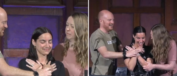 O batismo de María Gabriela. (Foto: Reprodução/YouTube/Vintage Church Pasadena)