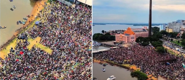 O evento “A Origem” reuniu uma multidão na Orla do Gasômetro. (Foto: Reprodução/Instagram/Deivid Drone).