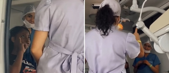 Morgana evangelizando a paciente surda. (Foto: Reprodução/Instagram/Morgana Pinheiro)