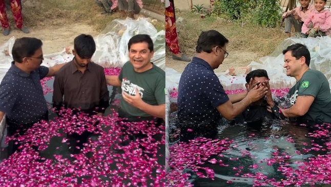 O jovem curado foi batizado pelo missionário brasileiro Claudinei Vicente. (Foto: Reprodução/Instagram/Claudinei Vicente).