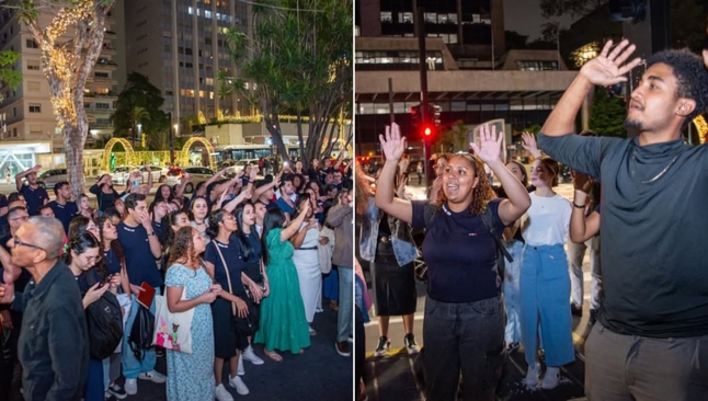 Os jovens anunciaram Jesus através de louvores e pregação. (Foto: Instagram/UMADEBSP).