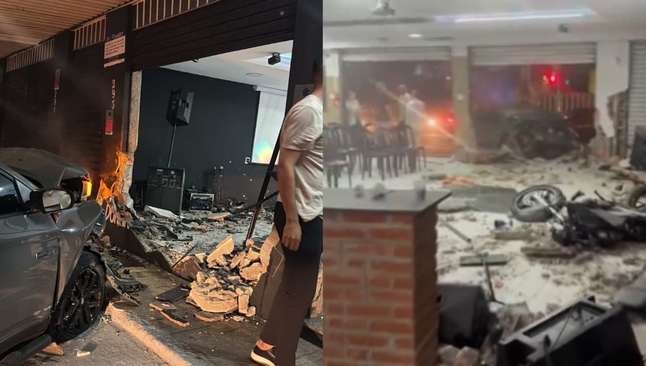 Parte da igreja ficou destruída após o acidente. (Foto: Caike Hislumial).